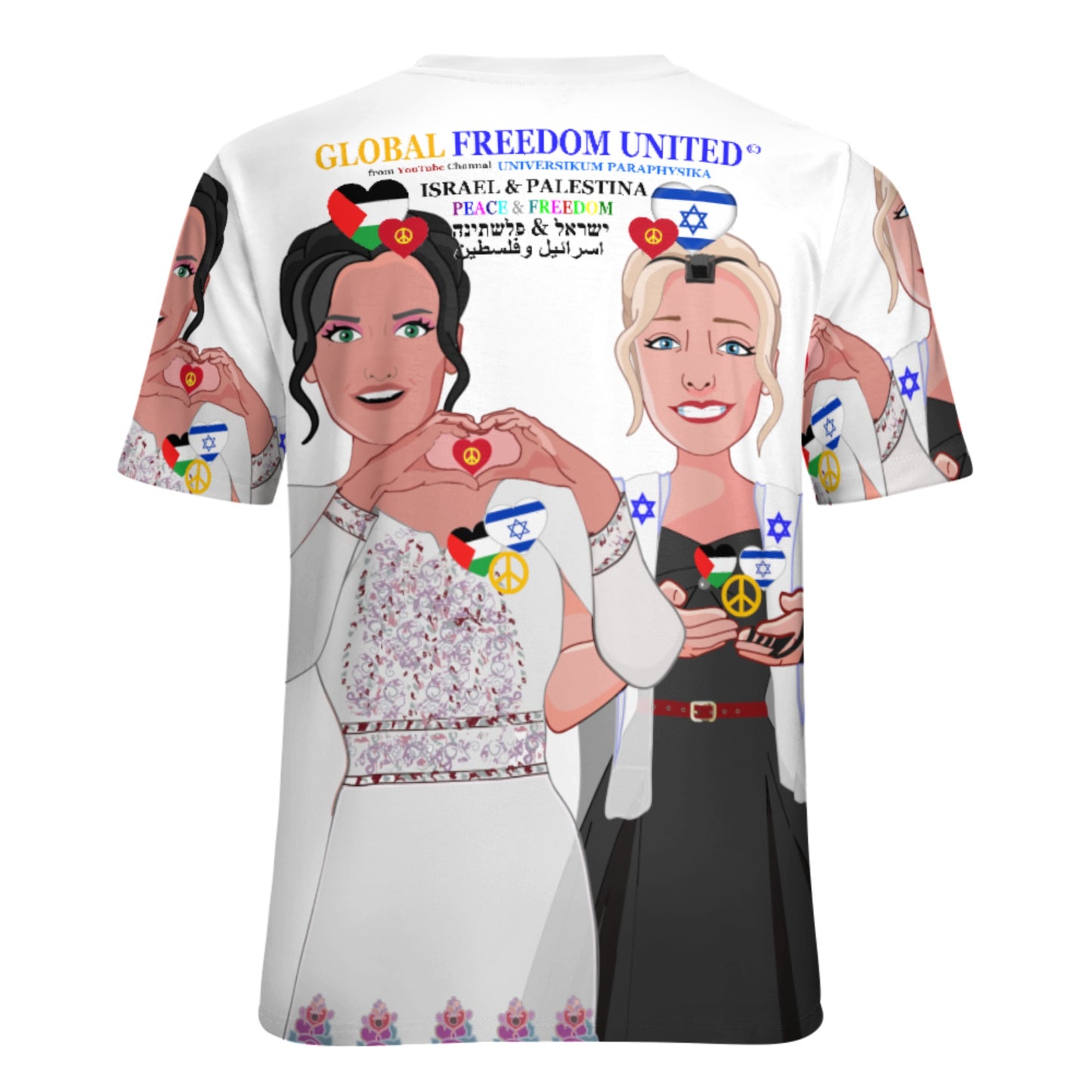Women´s T-shirt 3 GLOBAL FREEDOM UNITED© Women Palestina & Israel BIG
