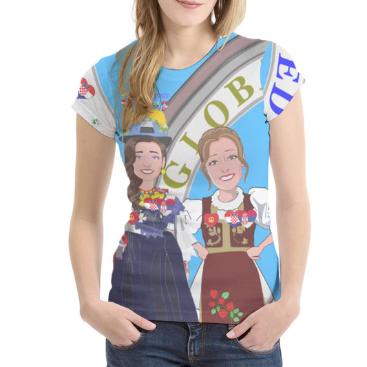 Women´s T-shirt GLOBAL FREEDOM UNITED© Women Croatia & Serbia V1 Blue