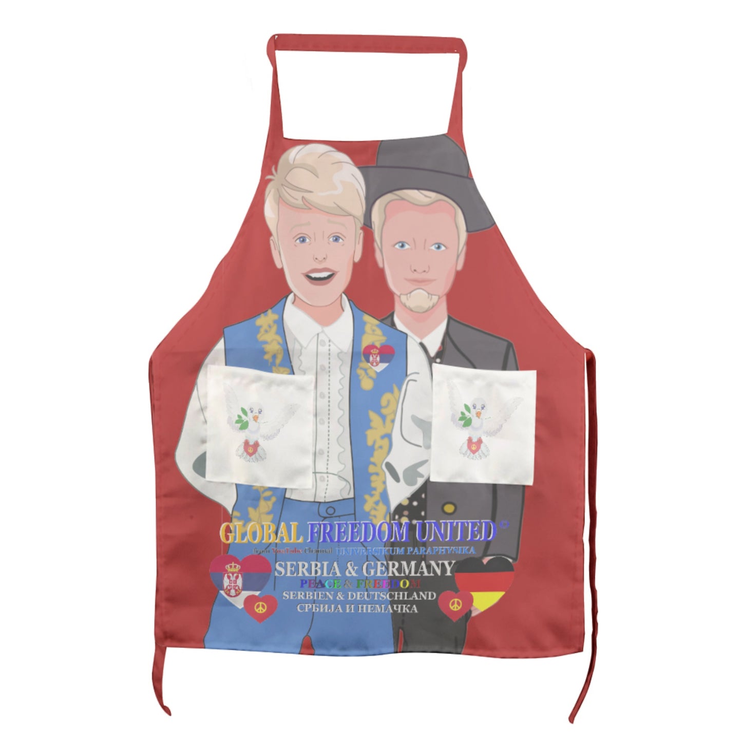 Apron GLOBAL FREEDOM UNITED© Men Serbia & Germany V2 Red