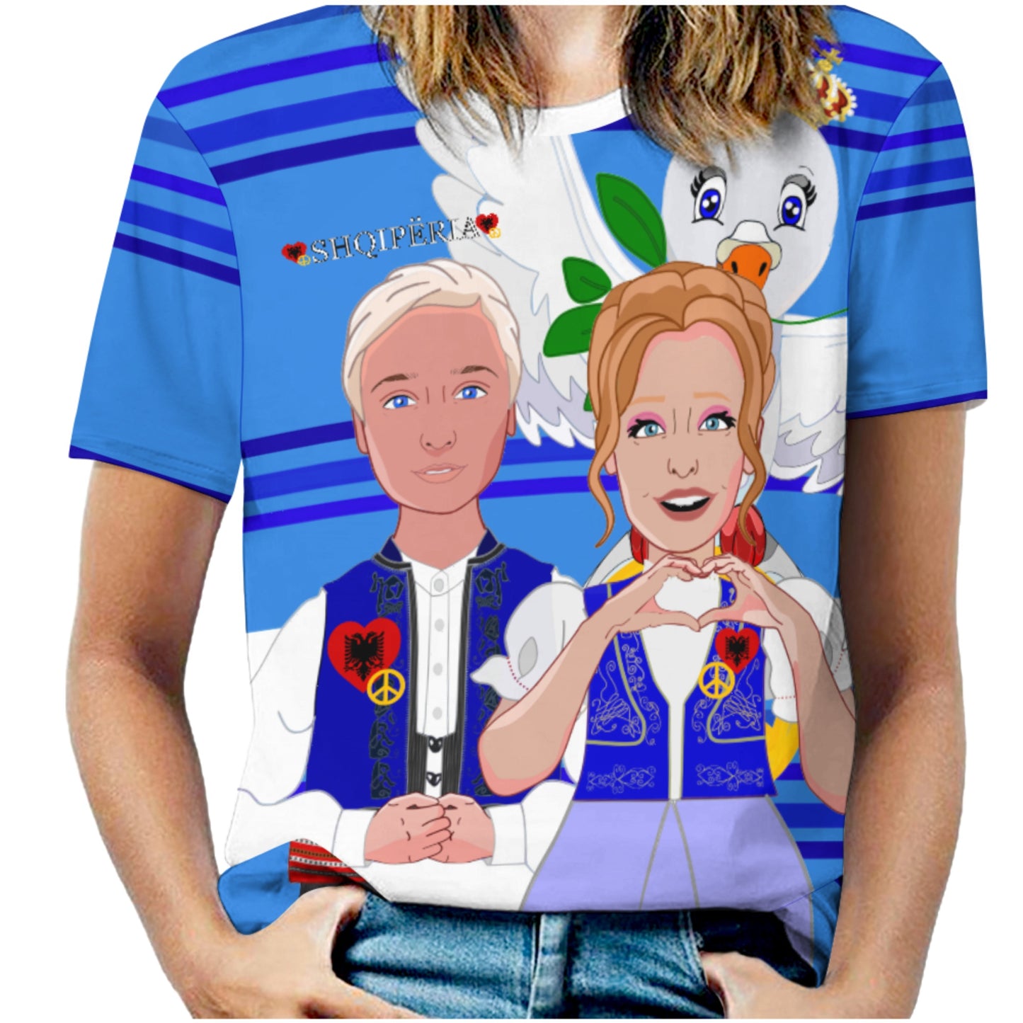 Women' S T-shirt GLOBAL FREEDOM UNITED© Couple Edition Albania Deep Blue