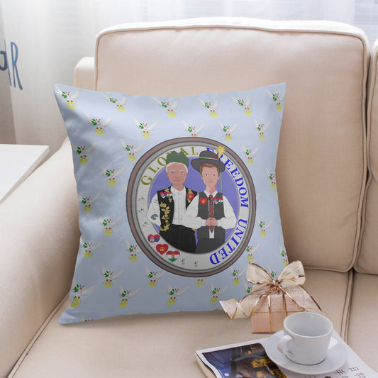 GLOBAL FREEDOM UNITED© Men SERBIA & HUNGARY LIGHT BLUE 18'' Square Pillow Cover