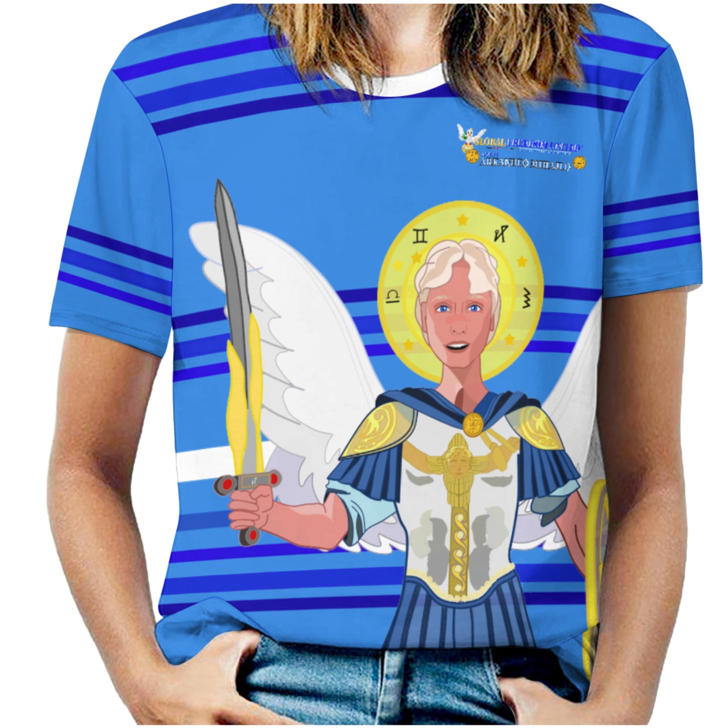 Women´s T-shirt Global Freedom United Archangel Michael Croatia V1 Deep Blue