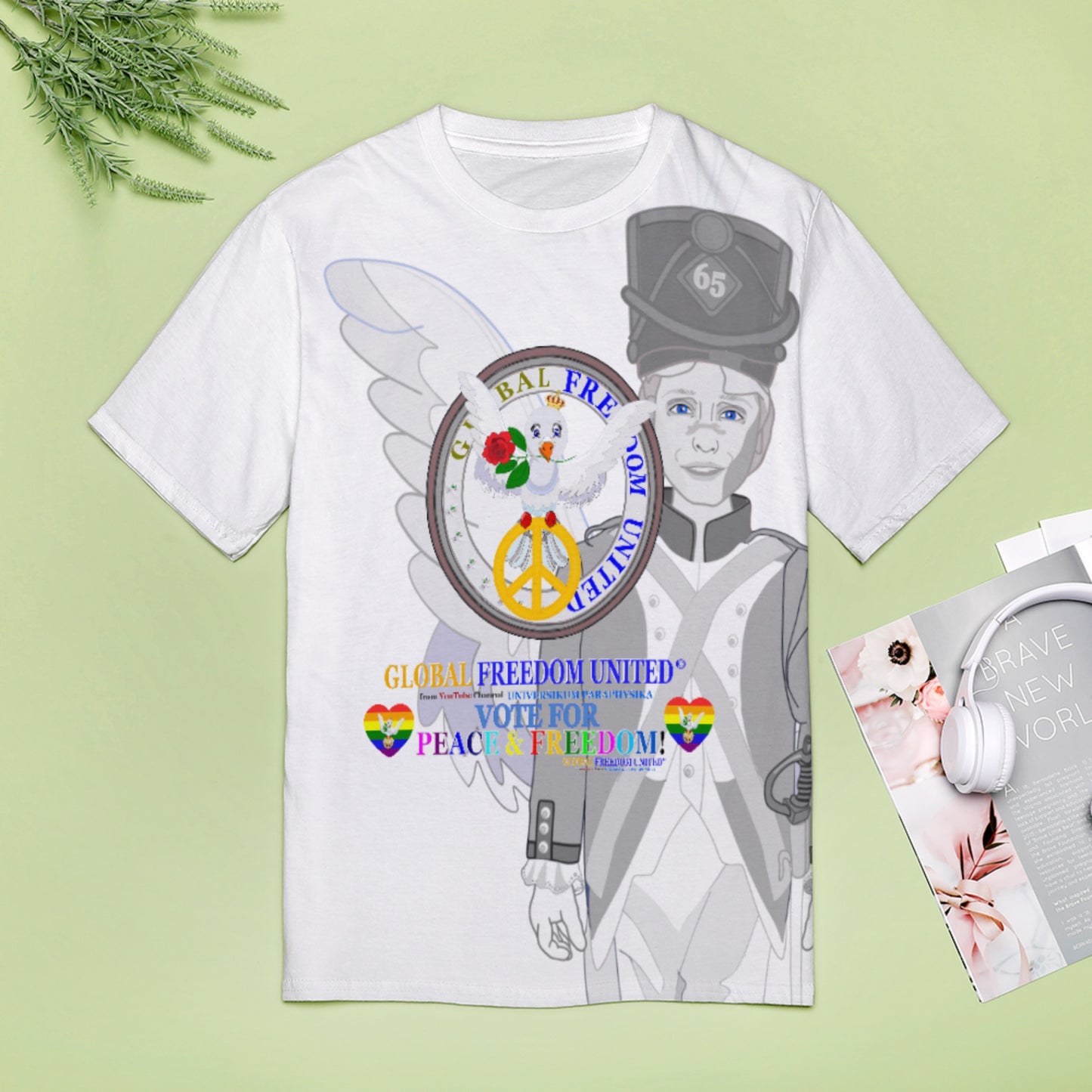 Women´s T-shirt GLOBAL FREEDOM UNITED© Dove Of Peace With Archangel Michael