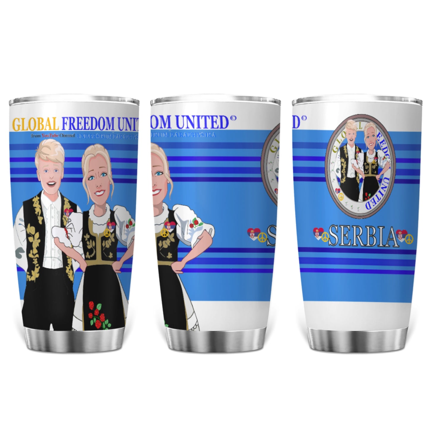 Tumbler Global Freedom United Couple Edition Serbia Black Deep Blue