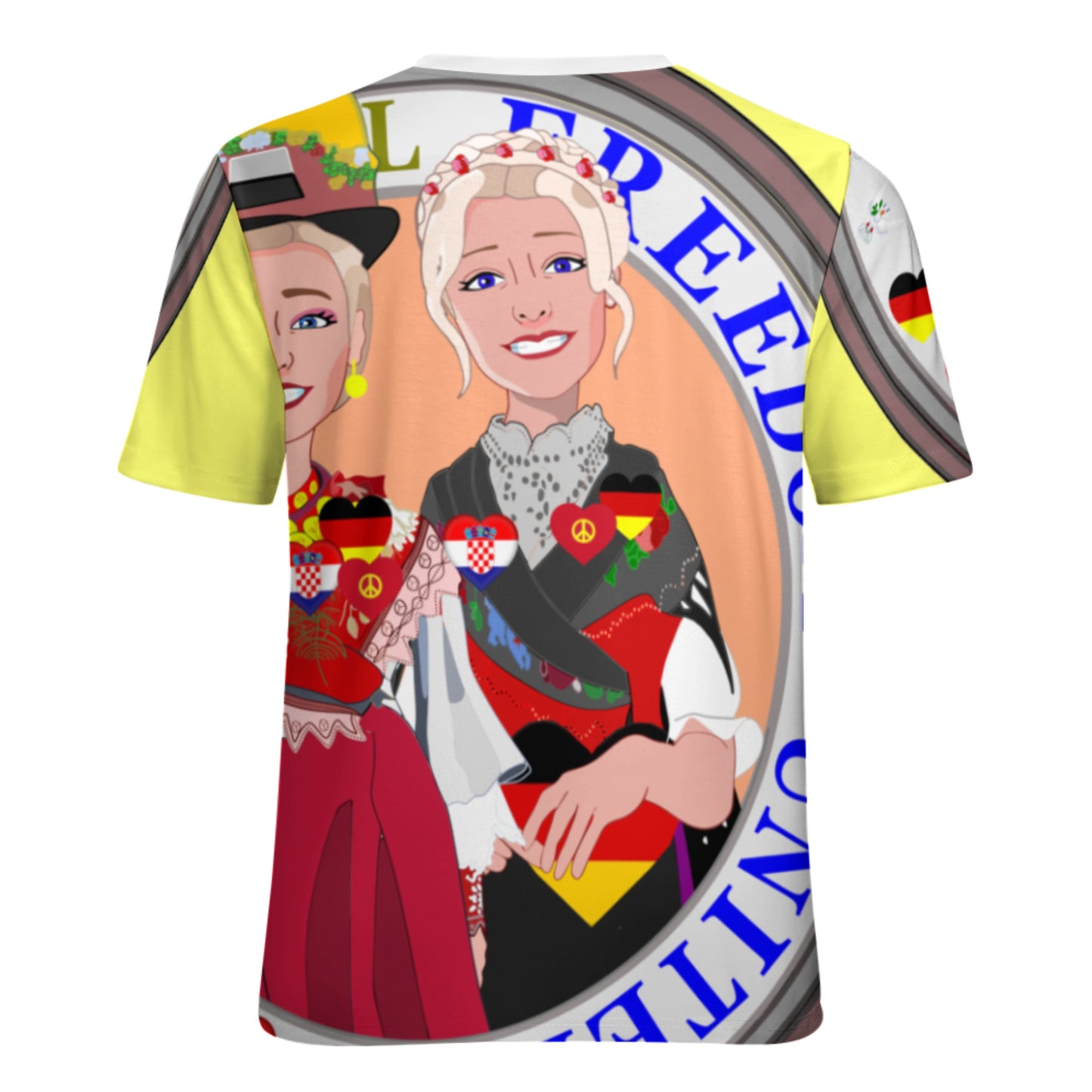Women´s T-Shirt GLOBAL FREEDOM UNITED© Women Croatia & Germany V2 2 Yellow