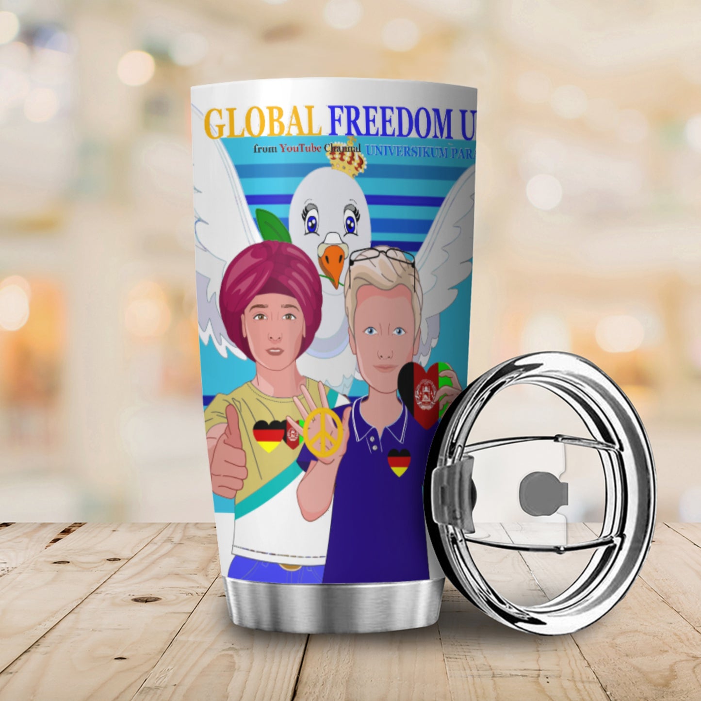 Tumbler Global Freedom United Men Afghanistan & Germany Old Peace Blue