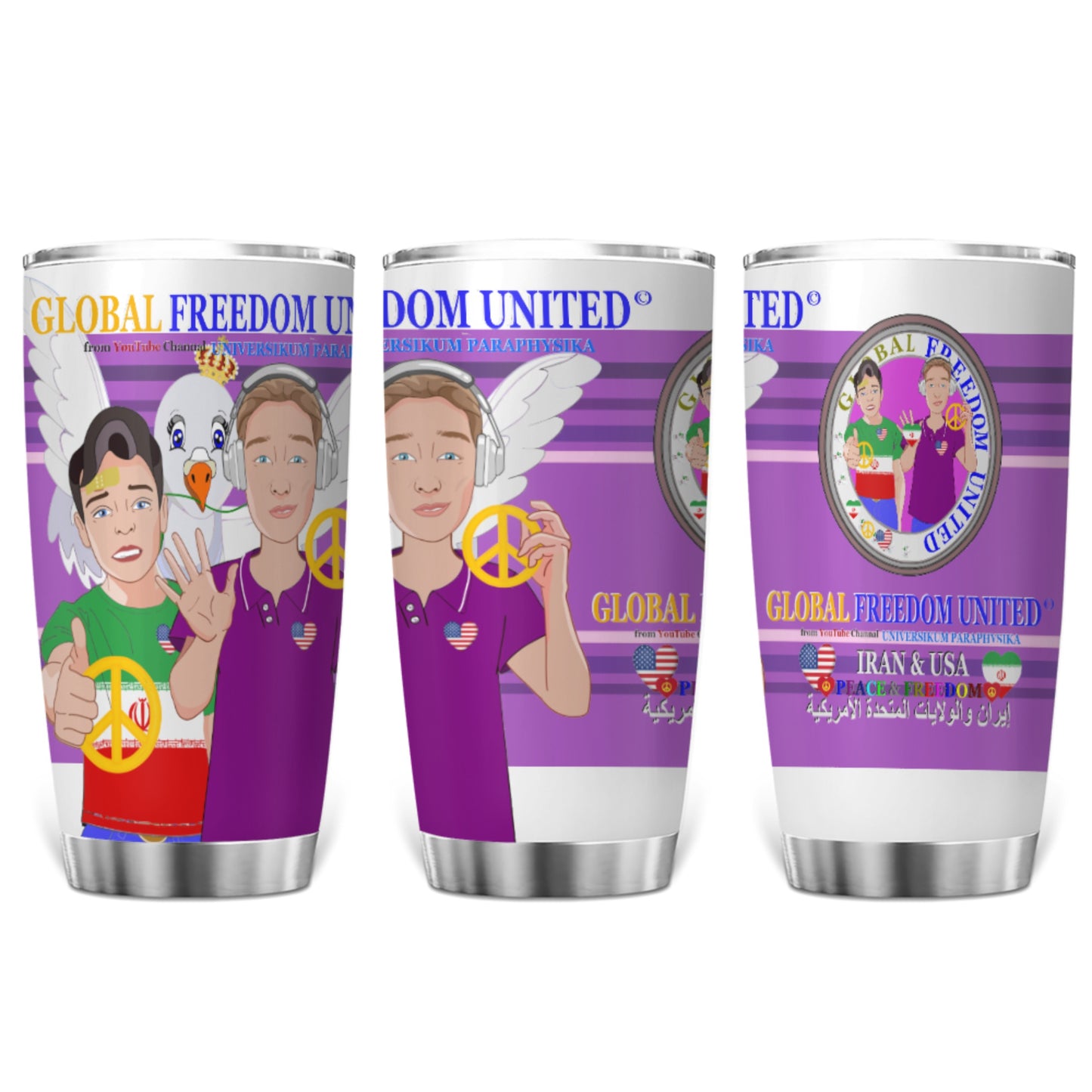 Tumbler GLOBAL FREEDOM UNITED© Men Iran & USA  Lilac