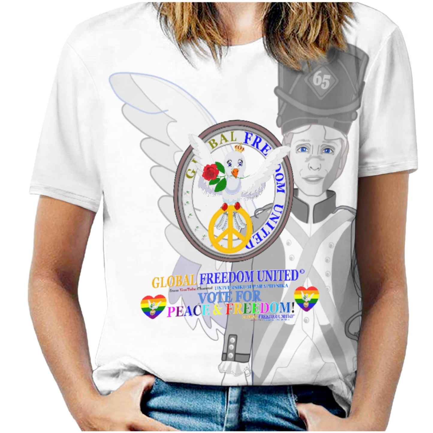 Women´s T-shirt GLOBAL FREEDOM UNITED© Dove Of Peace With Archangel Michael