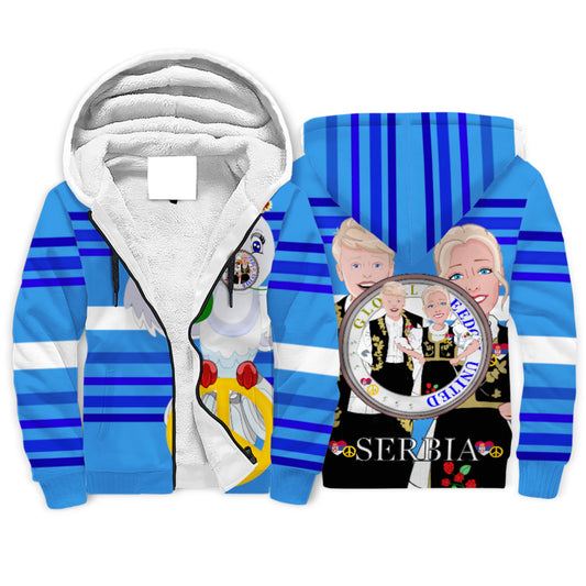 Plush Hoodie 1 Global Freedom United Couple Edition Serbia  Deep Blue