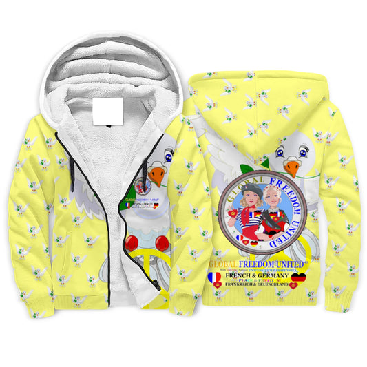 Plush Hoodie GLOBAL FREEDOM UNITED© Women French & Germany Yellow