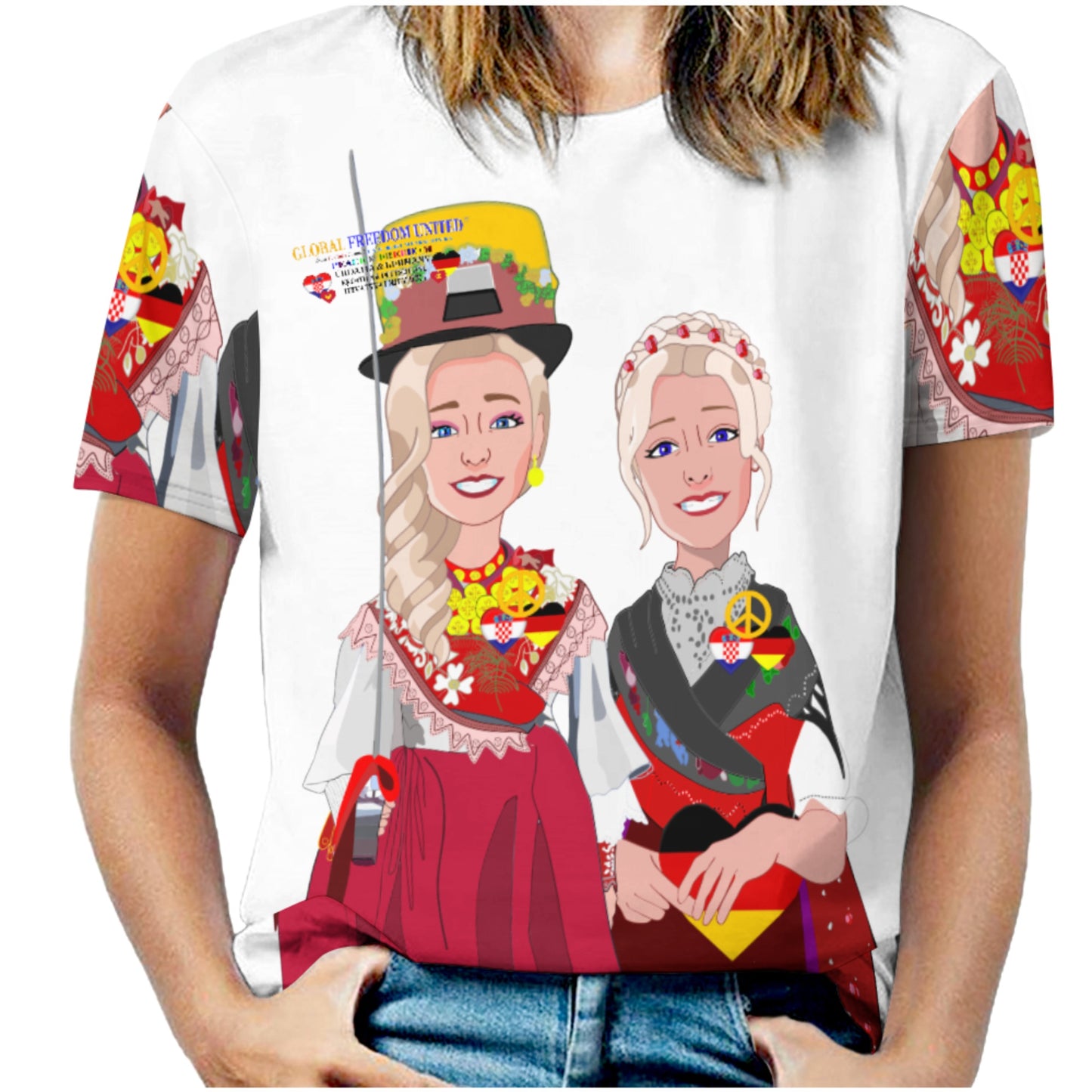 Full Print T-Shirt GLOBAL FREEDOM UNITED© Men Croatia & Germany  V1 Big