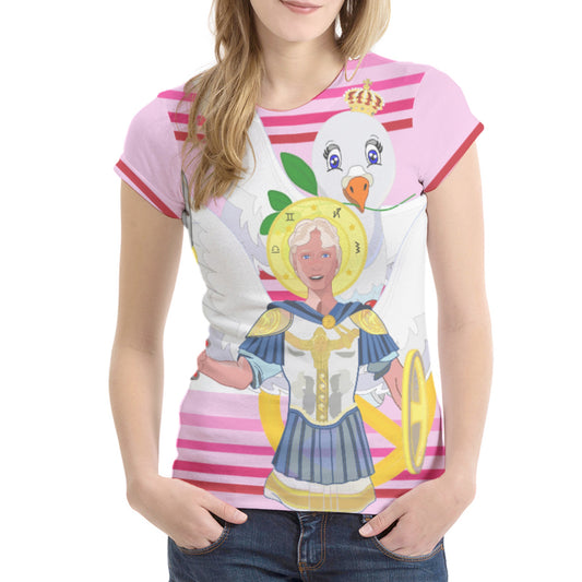 Women´s T-shirt 2 Global Freedom United Archangel Michael English V1 Pink2