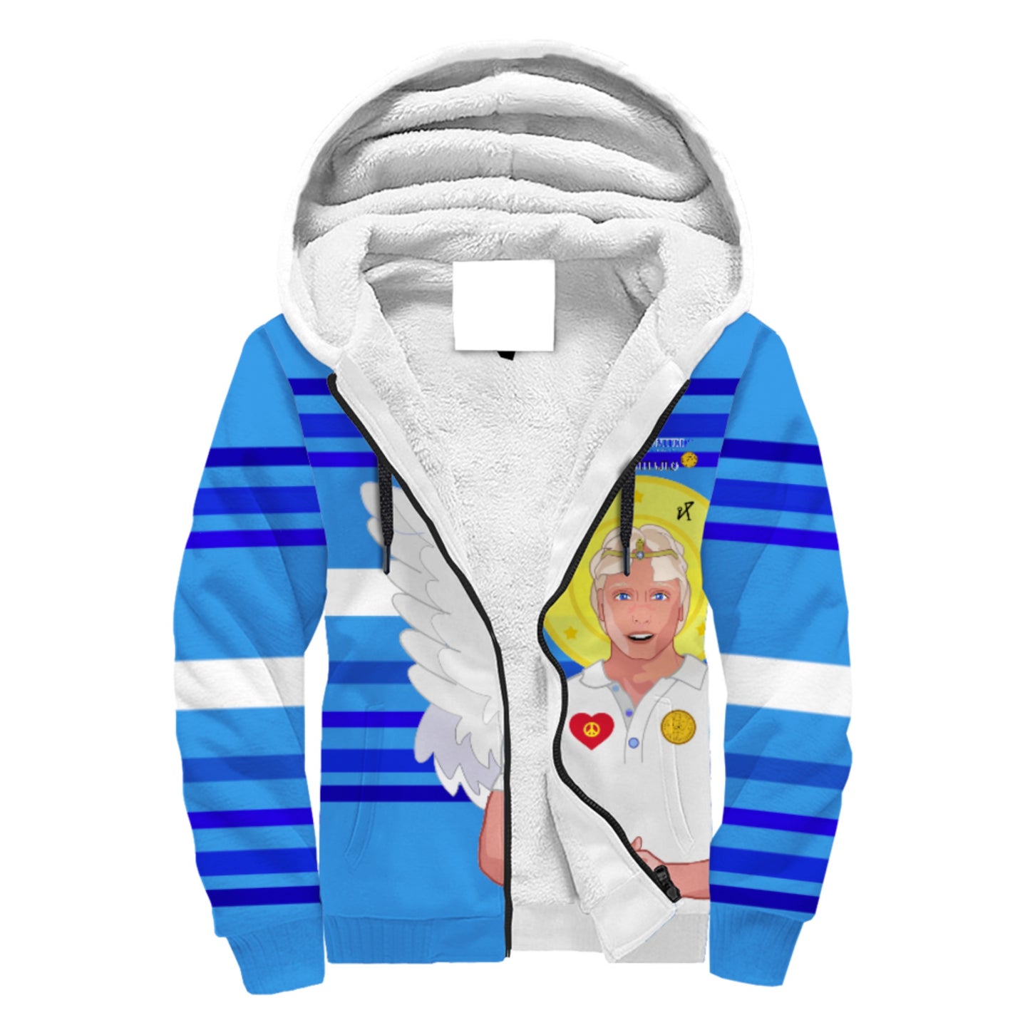 Plush Hoodie Global Freedom United Archangel Michael Croatia V2 Deep Blue