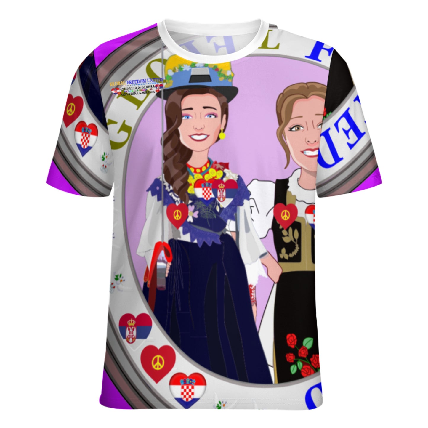 Women´s T-shirt 2 Global Freedom United Women Croatia & Serbia Old Peace Lilac