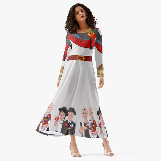 WOMEN´S LONG-SLEEVE ONE PIECE DRESS GLOBAL FREEDOM UNITED© WOMEN ISRAEL & GERMANY OLD PEACE WIGHT