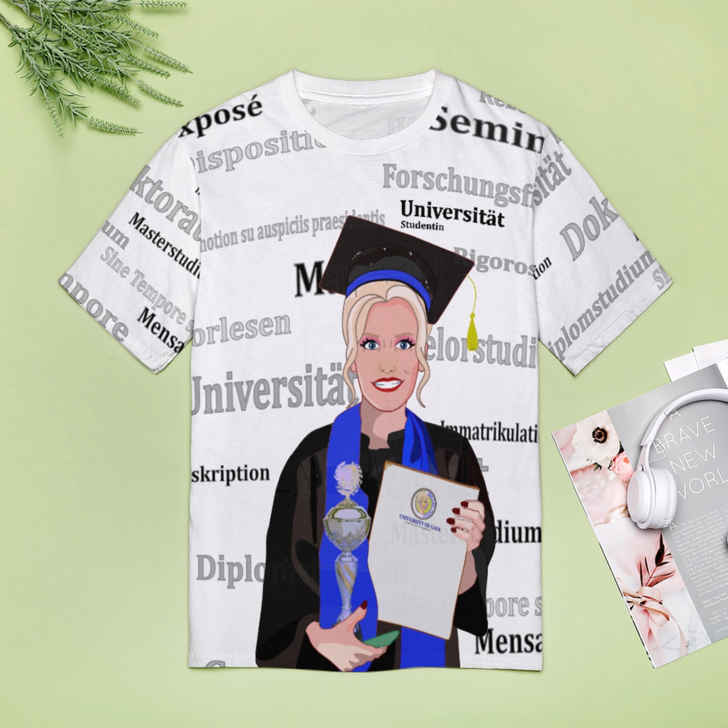 Women´s T-shirt Global Freedom United Student Girl Silver Place Blond Hair 3