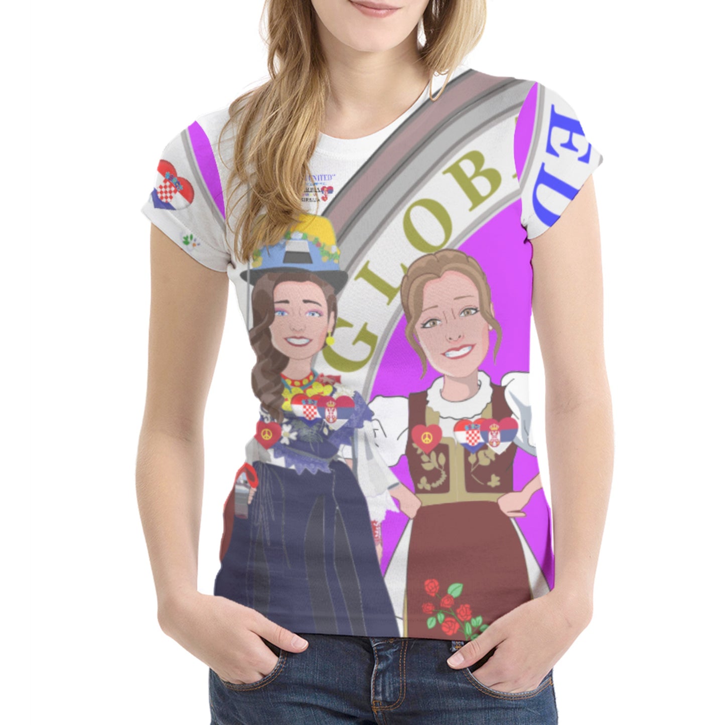 Women´s T-shirt GLOBAL FREEDOM UNITED© Women Croatia & Serbia V1 Wight