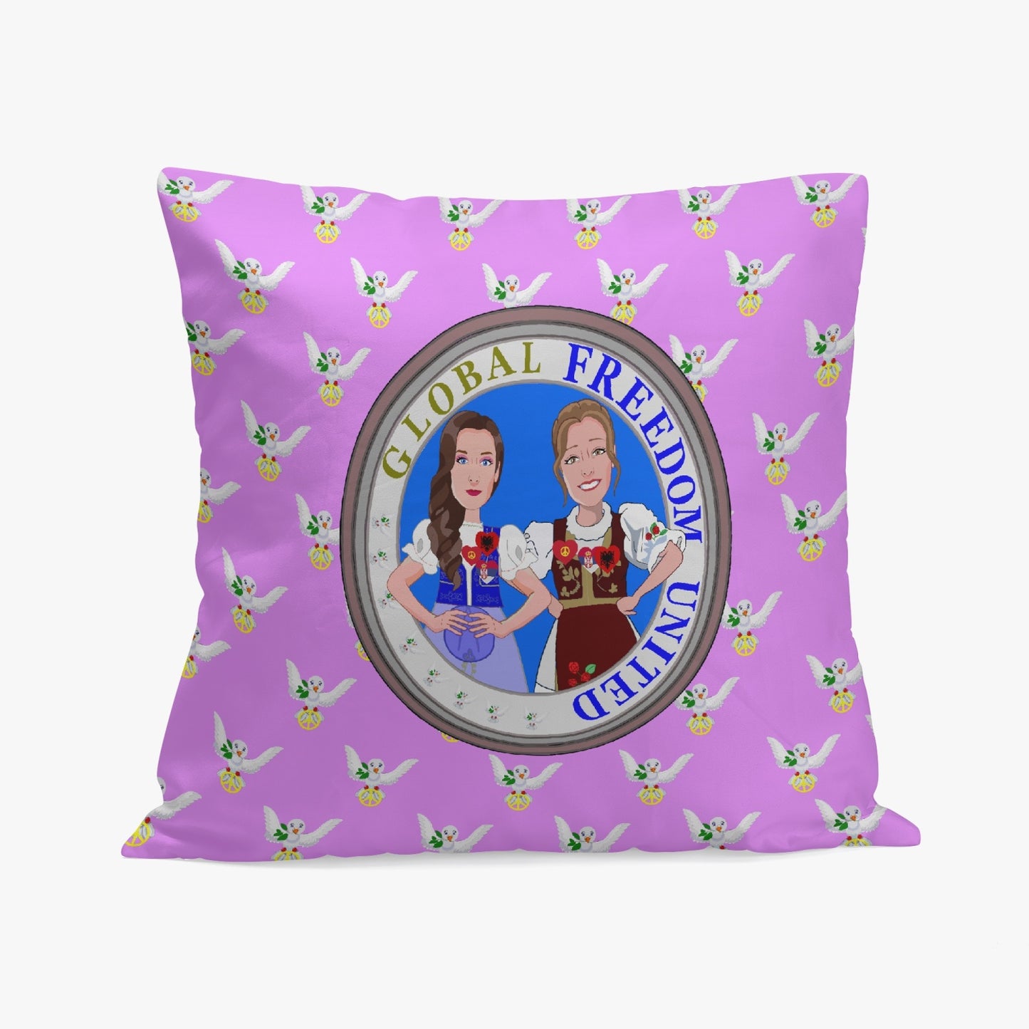 GLOBAL FREEDOM UNITED© Women ALBANIA & SERIBIA Lilac 18'' Square Pillow Cover