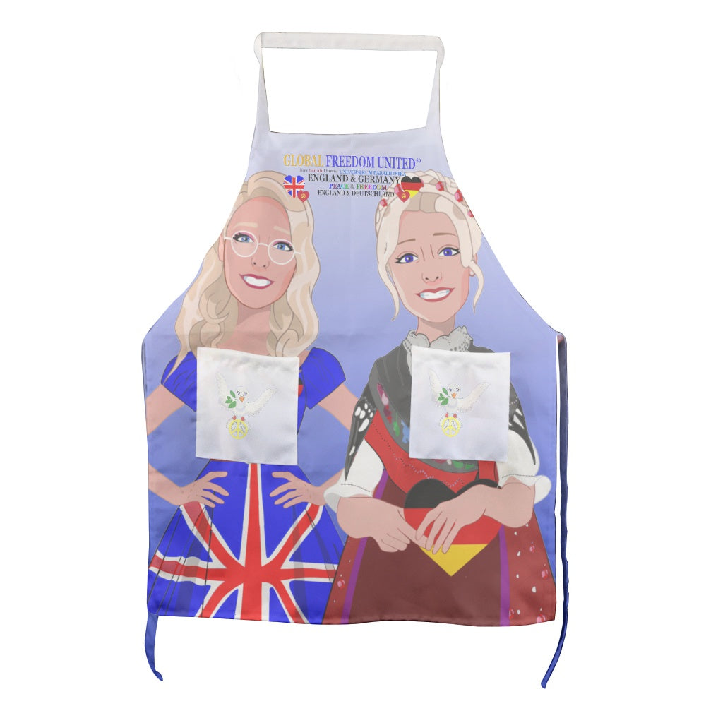 Apron GLOBAL FREEDOM UNITED© Women England & Germany Blue