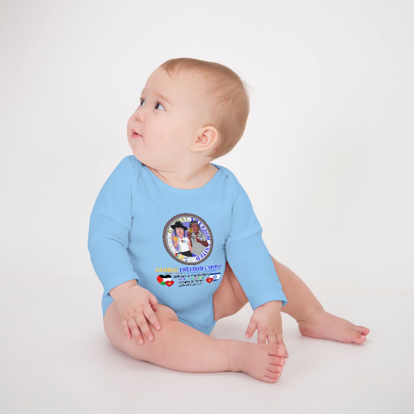 Baby Long-sleeve Bodysuit Global Freedom United Boy Israel & Palestina