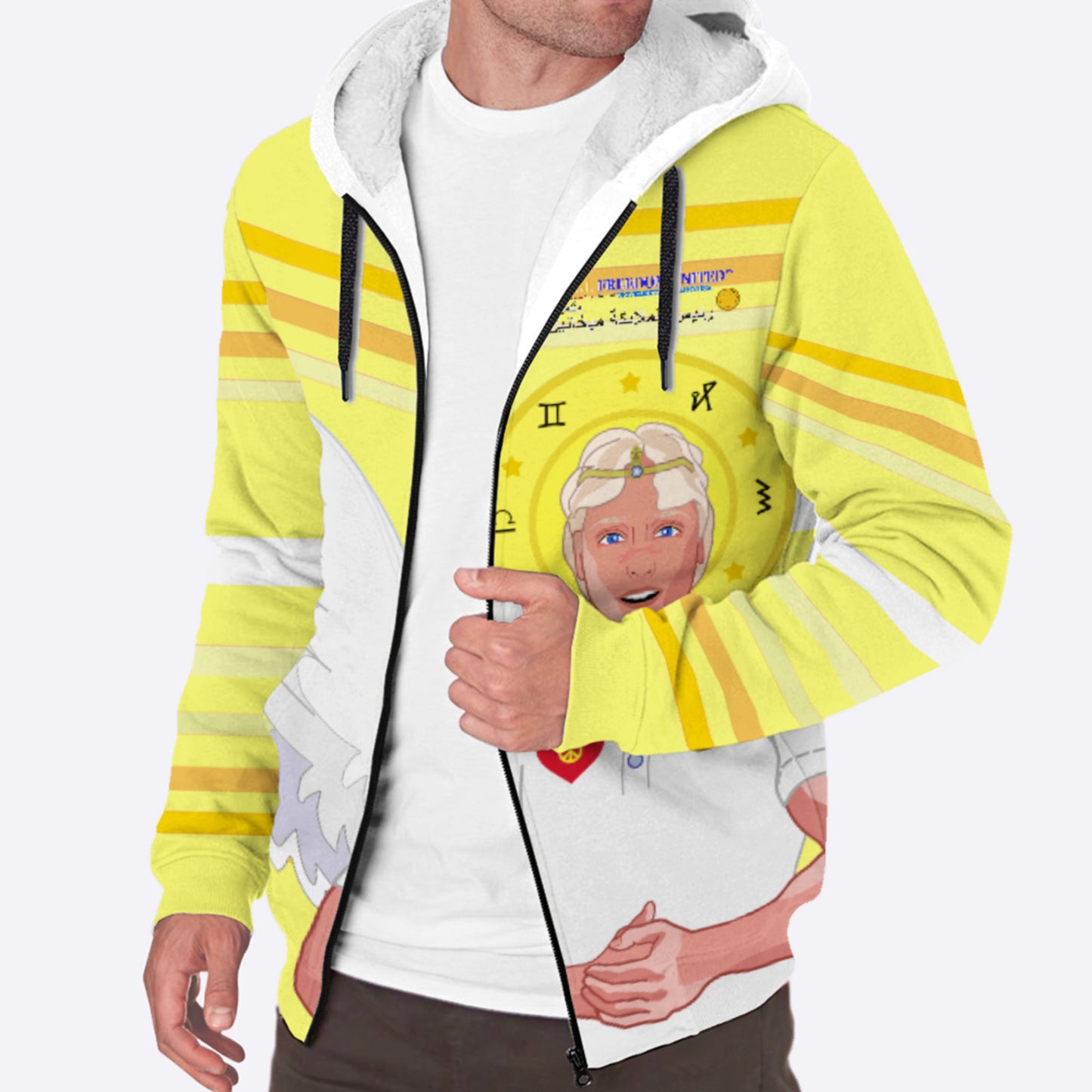 Plush Hoodie Global Freedom United Archangel Michael Arabic V2 Yellow