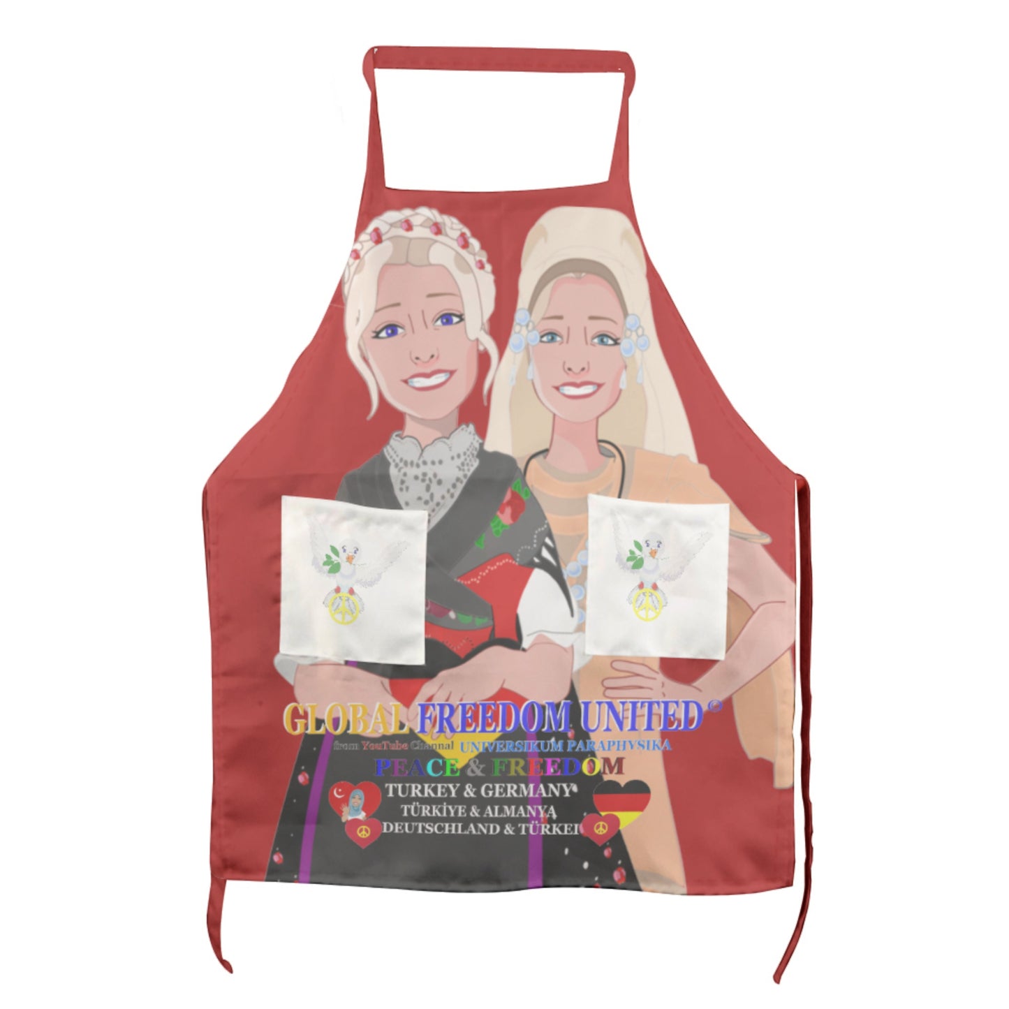 Apron GLOBAL FREEDOM UNITED© Women Germany & Turkey Red