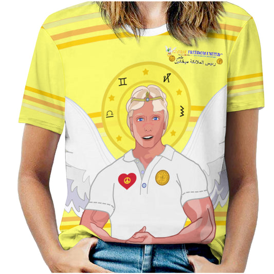 Women´s T-shirt Global Freedom United Archangel Michael Arabic V2 Yellow