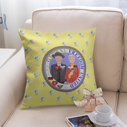 GLOBAL FREEDOM UNITED© Men GERMANY & RUSSIA Yellow 18'' Square Pillow Cover