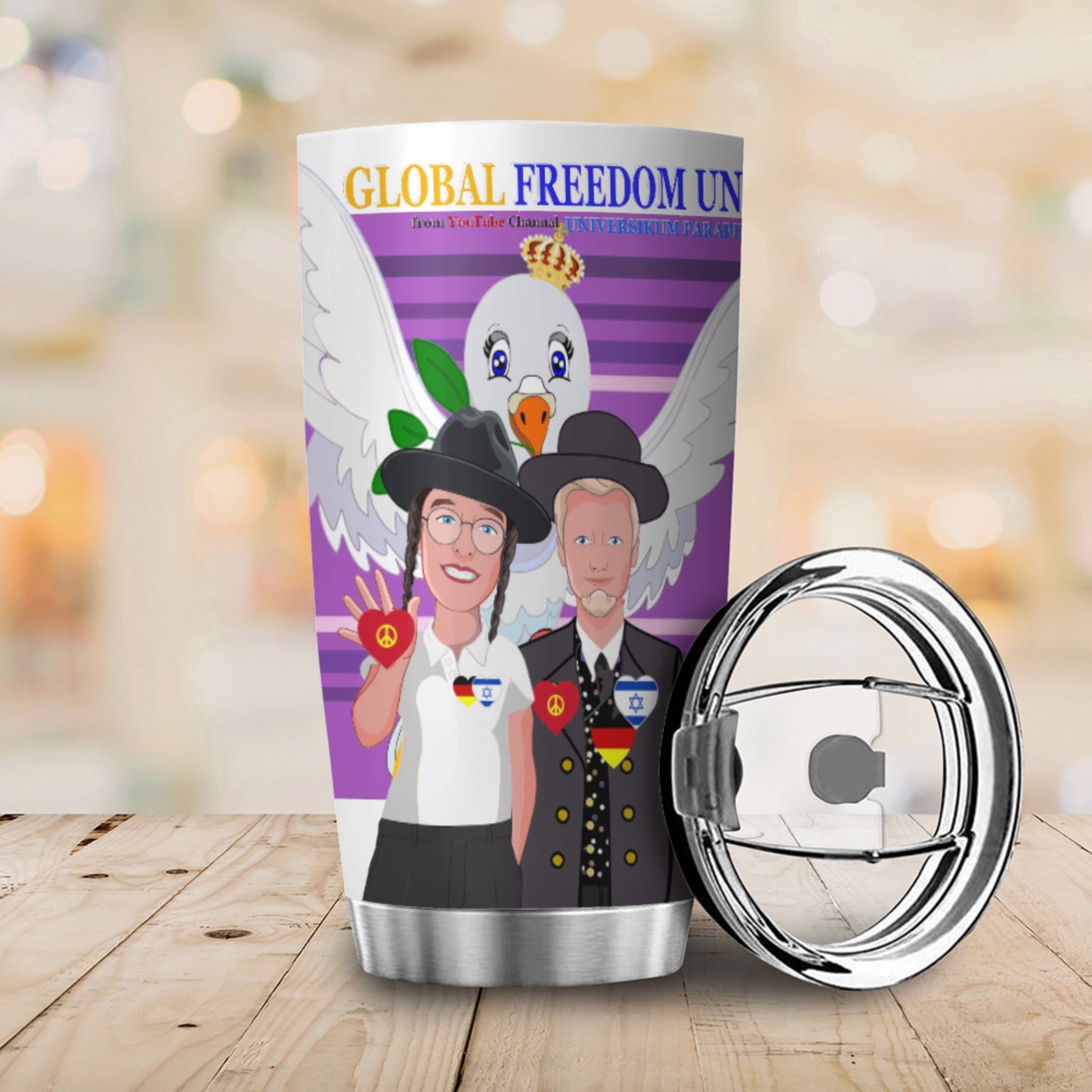 Tumbler GLOBAL FREEDOM UNITED© Men Israel & Germany Lilac
