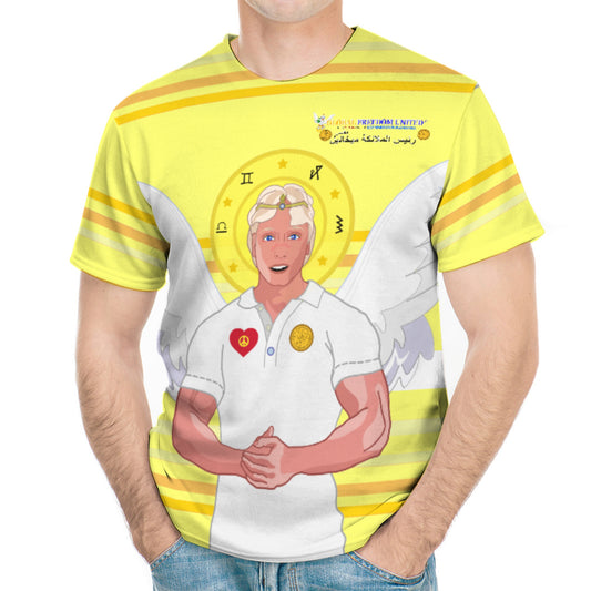 Men´s T-shirt Global Freedom United Archangel Michael Arabic V2 Yellow