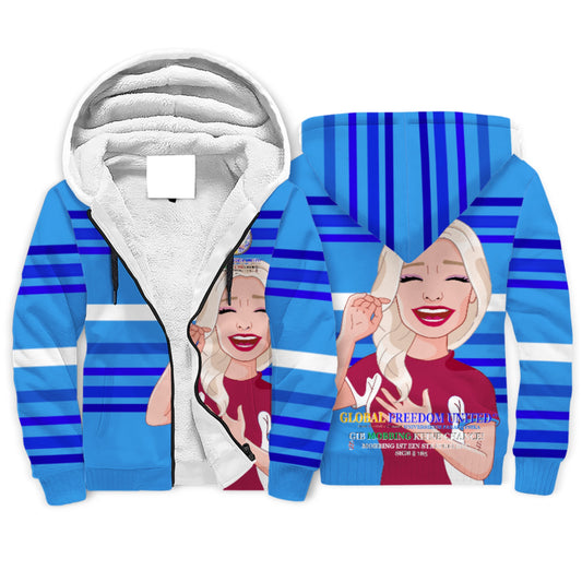 Plush Hoodie Global Freedom United  Gib Mobiing Keine Chance Dunkel Blau