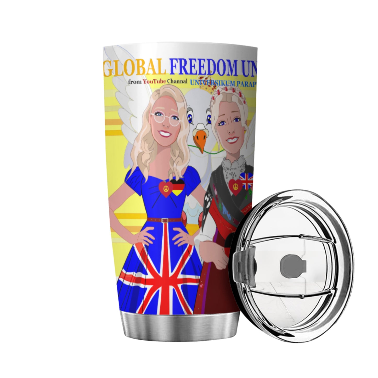 Tumbler Global Freedom United Women England & Germany Old Peace Yellow