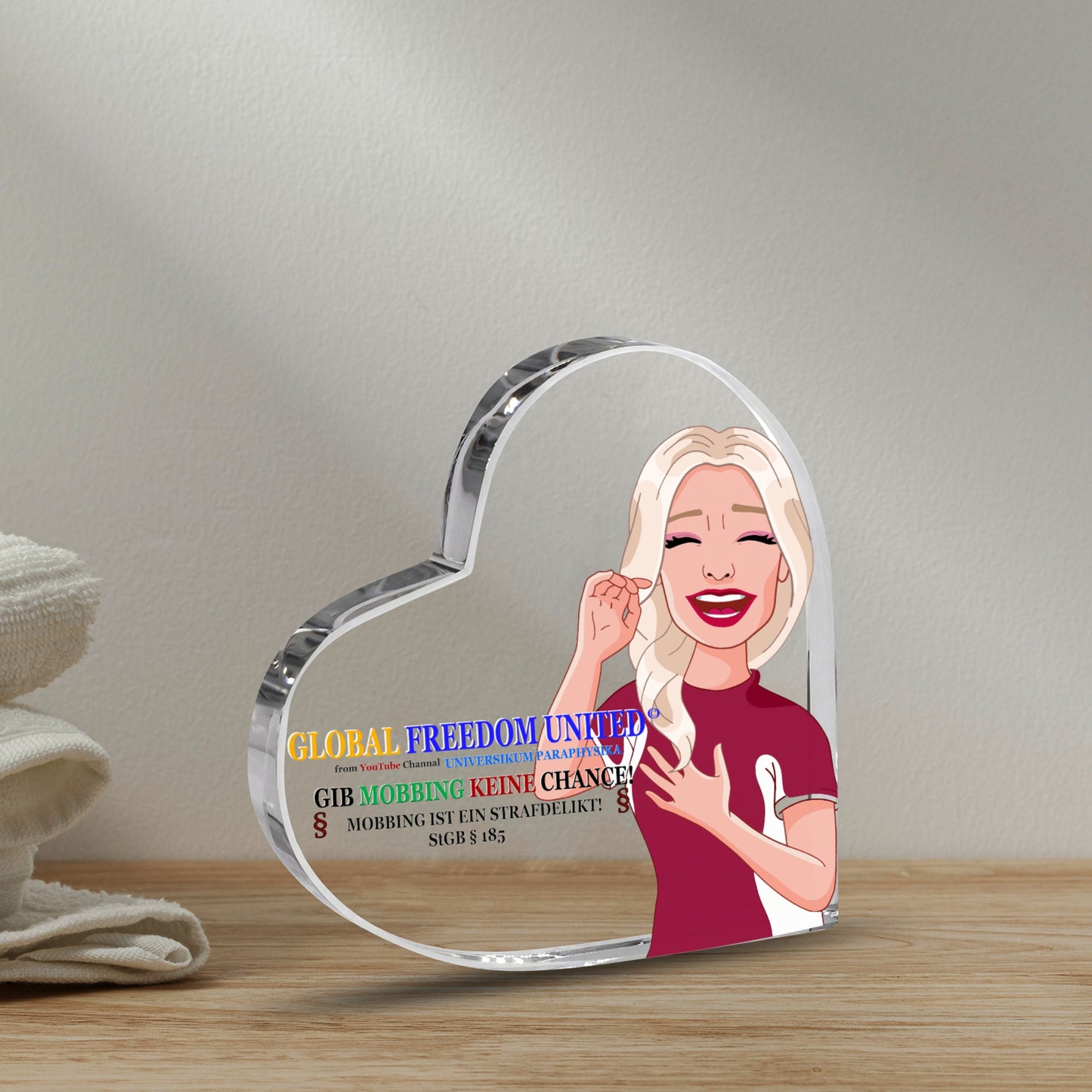 Acrylic Plaque Global Freedom United Gib Mobbing Keine Chance