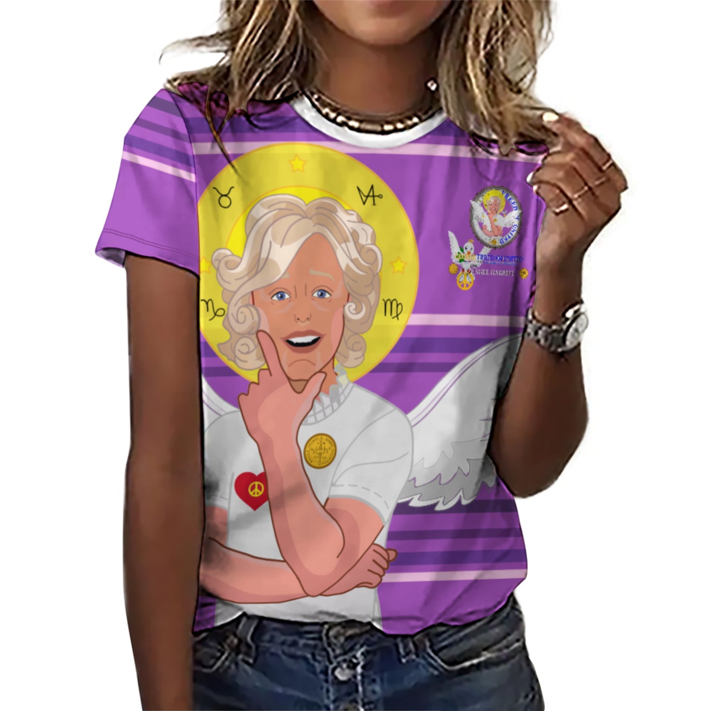 Women´s T-shirt 2 GLOBAL FREEDOM UNITED© Archangel Gabriel German Lilac
