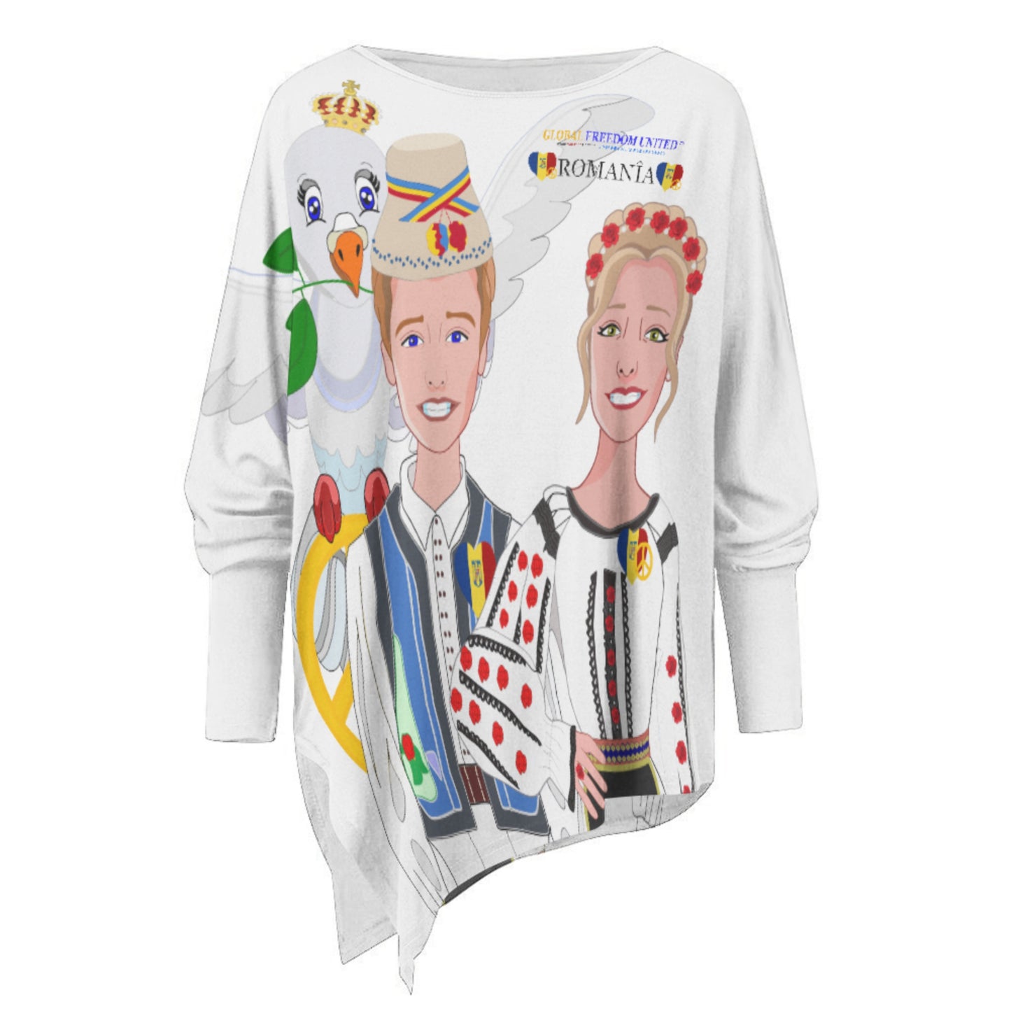 Pullover Long Sleeve T-shirt GLOBAL FREEDOM UNITED© Couple Edition Romania
