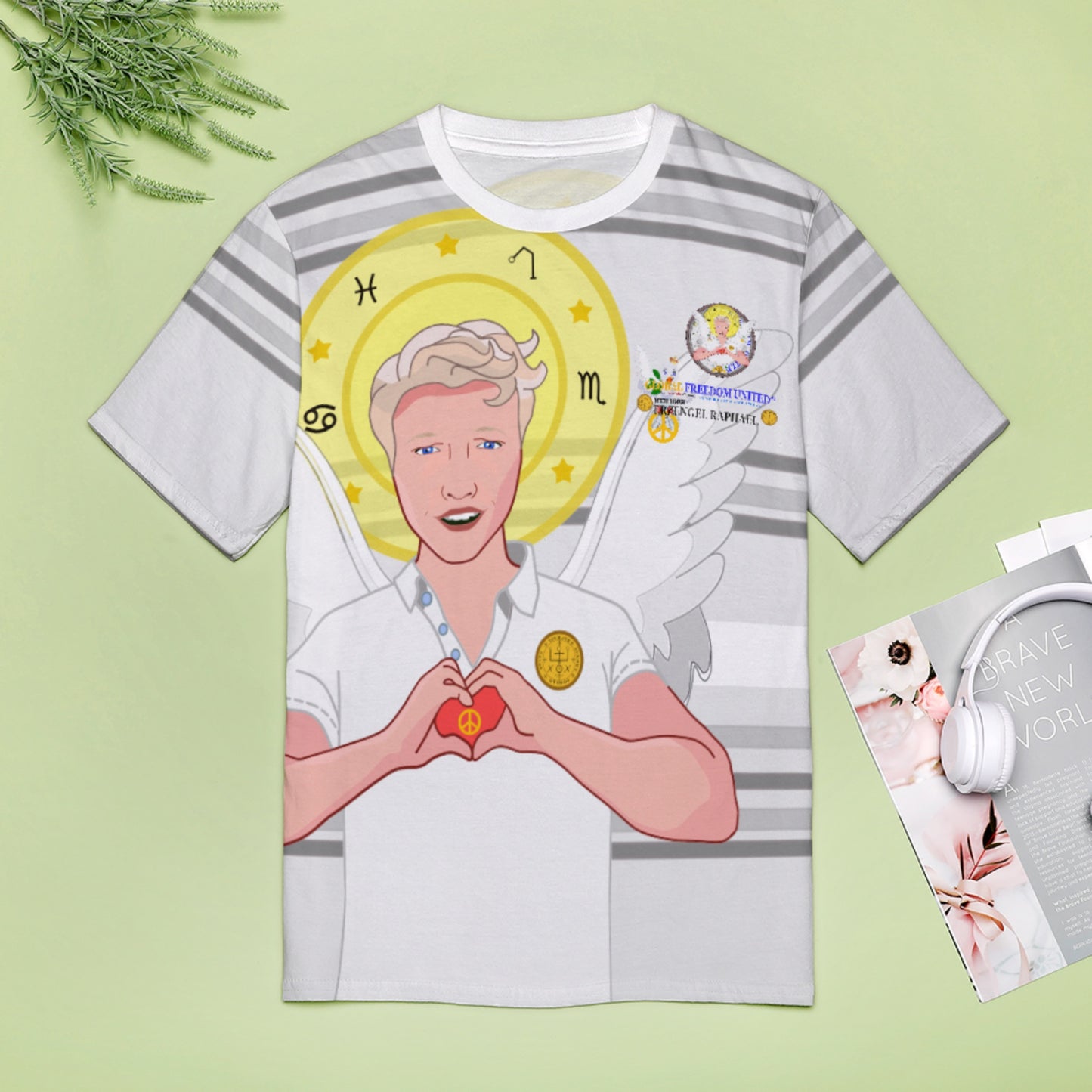 Women´s T-shirt GLOBAL FREEDOM UNITED© Archangel Rafael German Grey