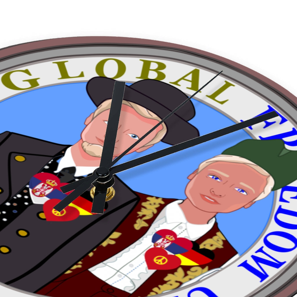 Wooden Wall Clock Without Scale GLOBAL FREEDOM UNITED© Men Serbia & Germany