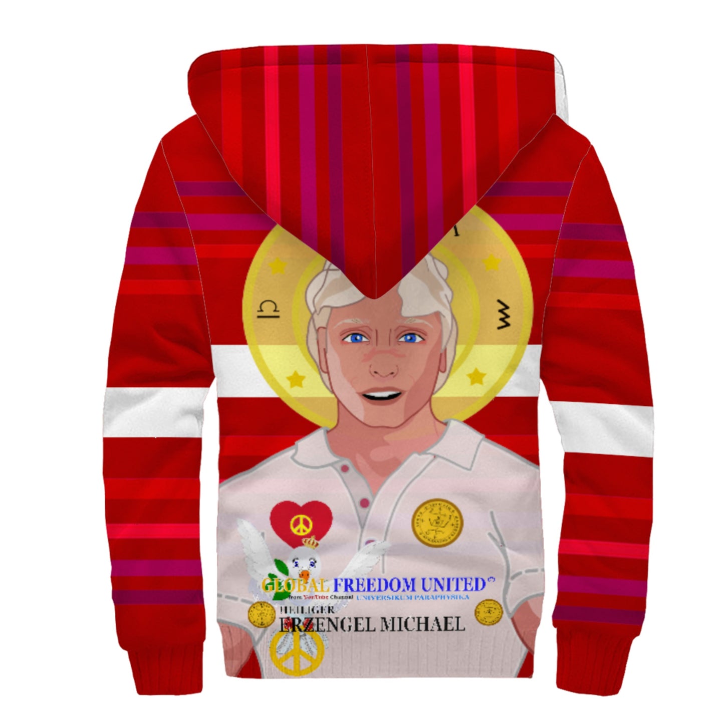 Plush Hoodie Global Freedom United Archangel Michael No 2 German Red