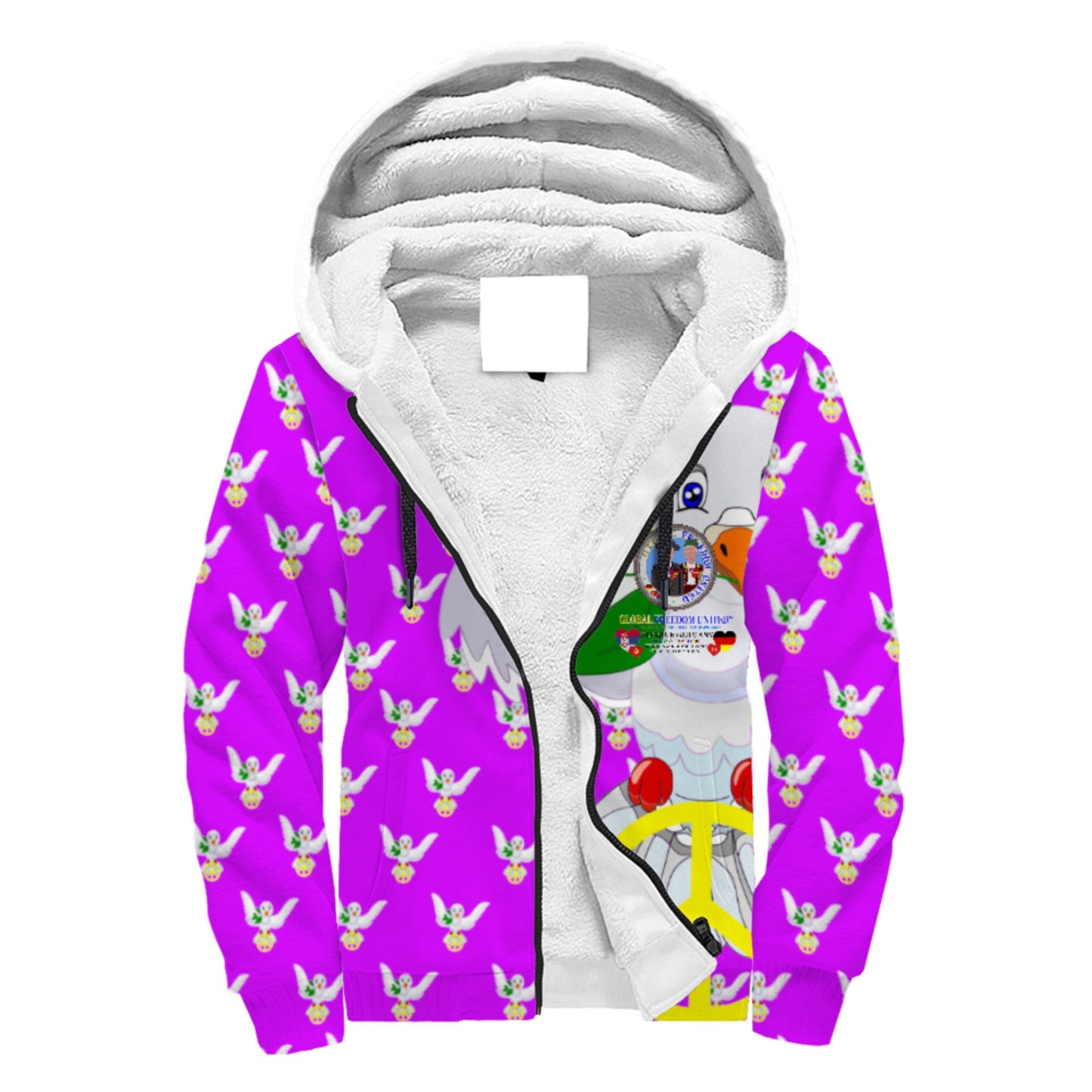 Plush Hoodie GLOBAL FREEDOM UNITED© Men Serbia & Germany V1  Lilac