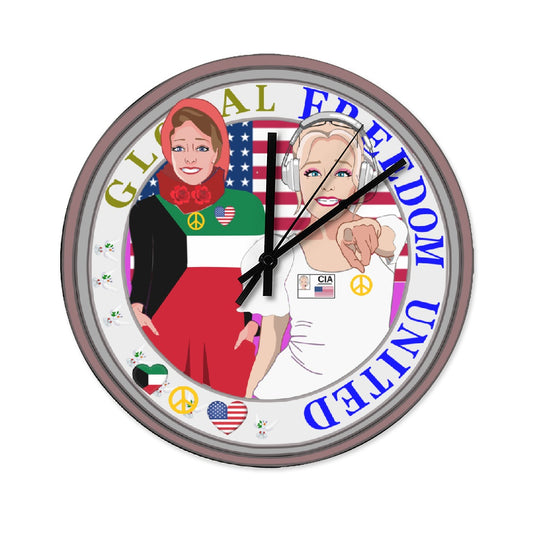 Wooden Wall Clock Without Scale GLOBAL FREEDOM UNITED© Women Kuwait & USA