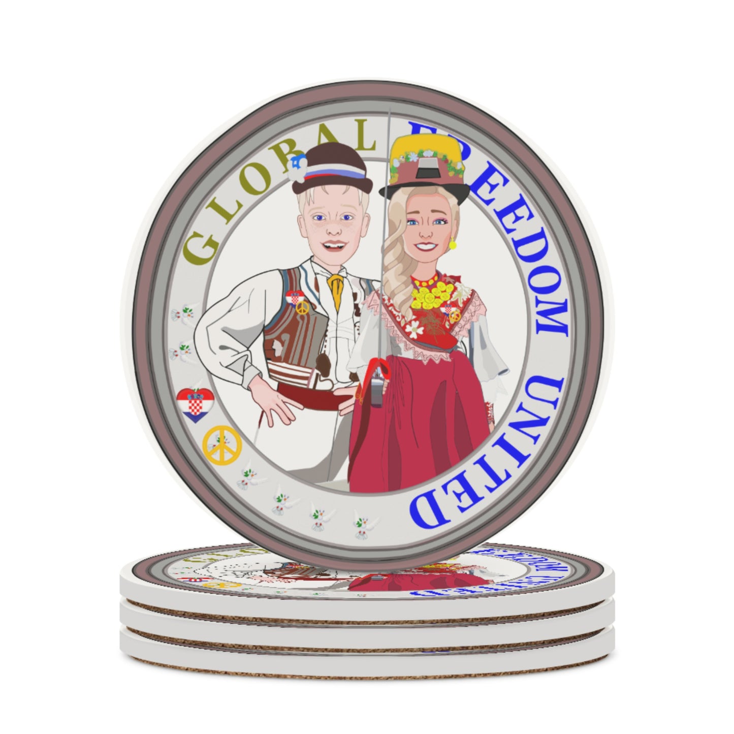 Ceramic Coasters Global Freedom United Couple Edition Croatia