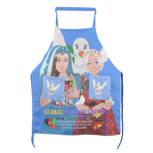 Apron GLOBAL FREEDOM UNITED© Women Afghanistan & Germany Blue