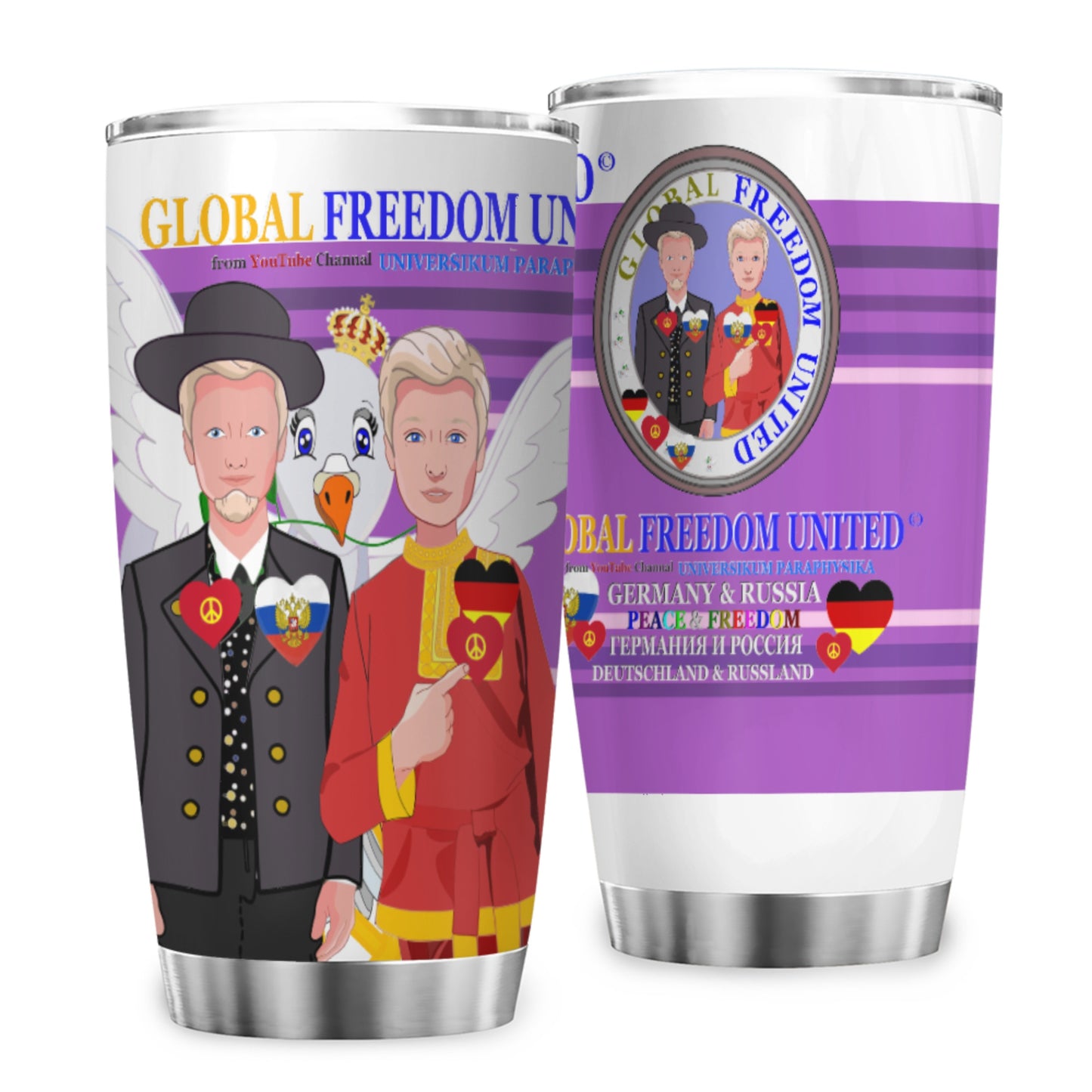 Tumbler Global Freedom United Men Germany & Russia Old Peace Lilac
