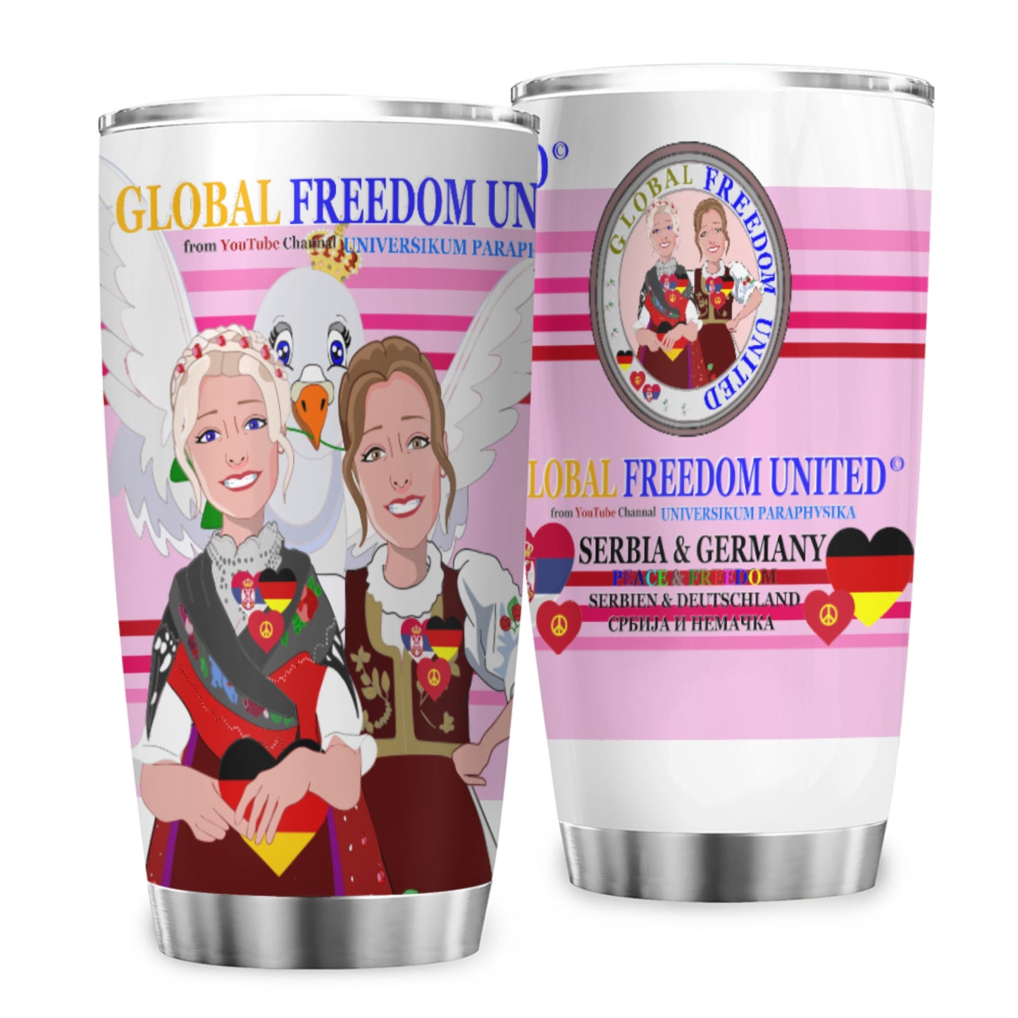 Tumbler GLOBAL FREEDOM UNITED© Women Serbia & Germany Pink2