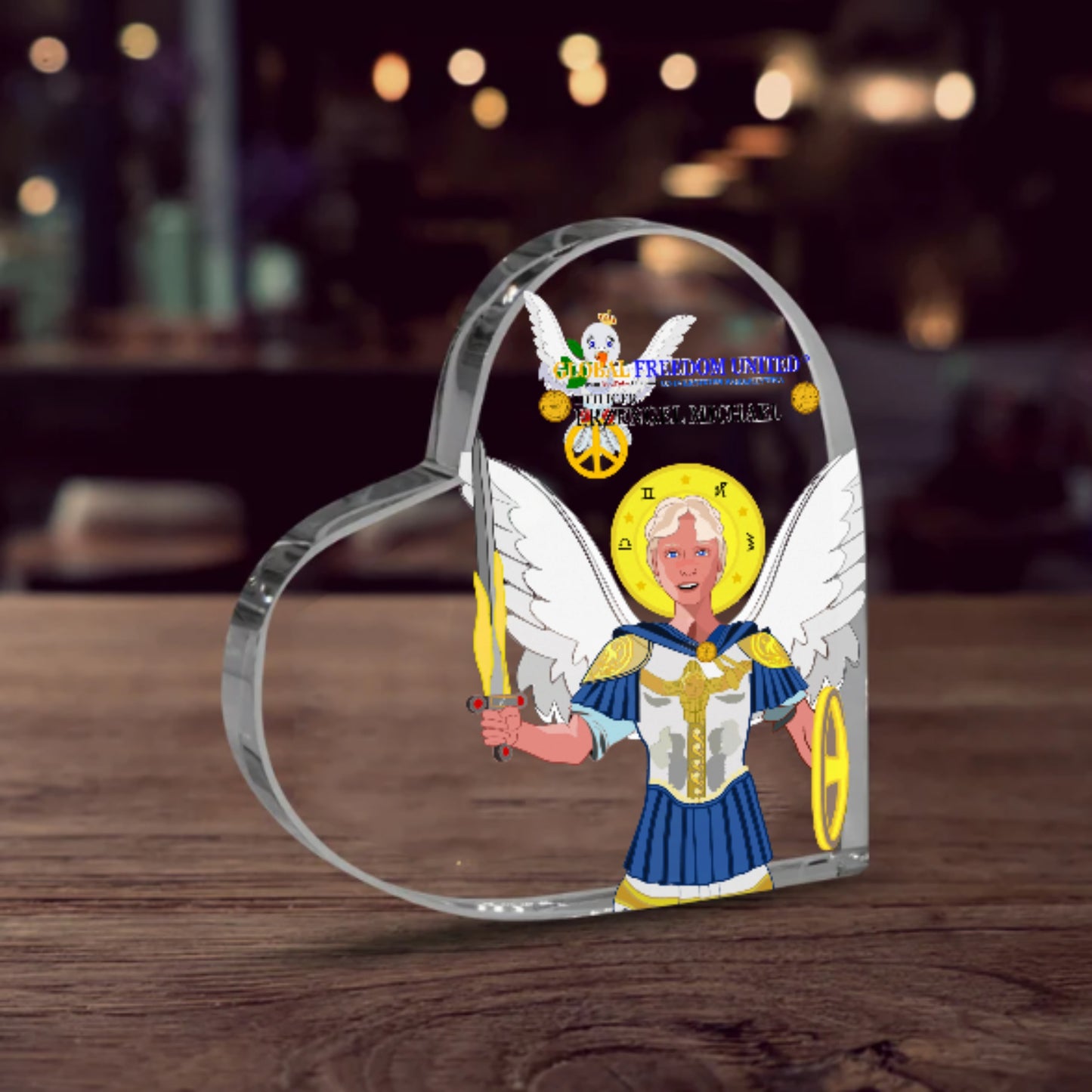 Custom Shaped Acrylic Plaque 1 Global Freedom United Archangel Michael German