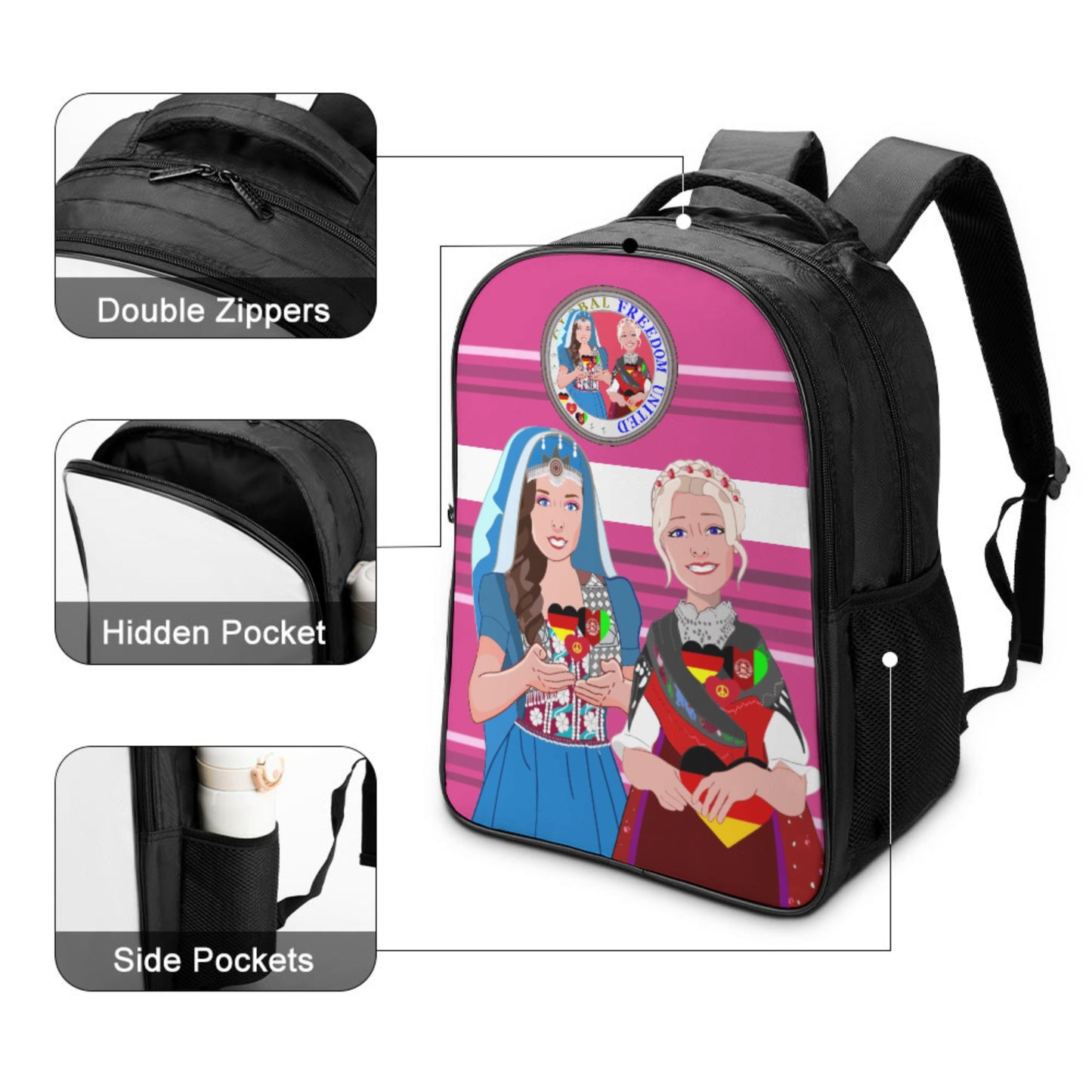 Bag Back GLOBAL FREEDOM UNITED© Women AFGHANISTAN & GERMANY Pink