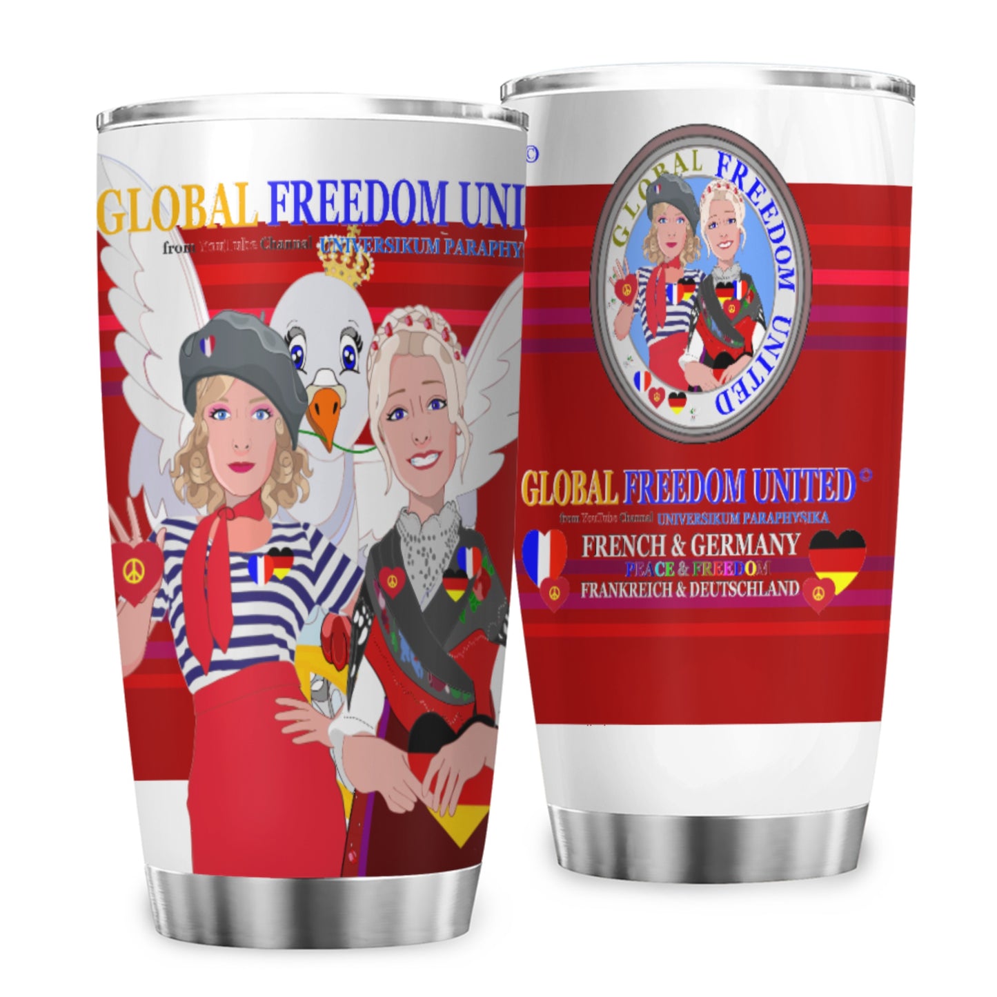 Tumbler Global Freedom United Women French & Germany Old Peace Red