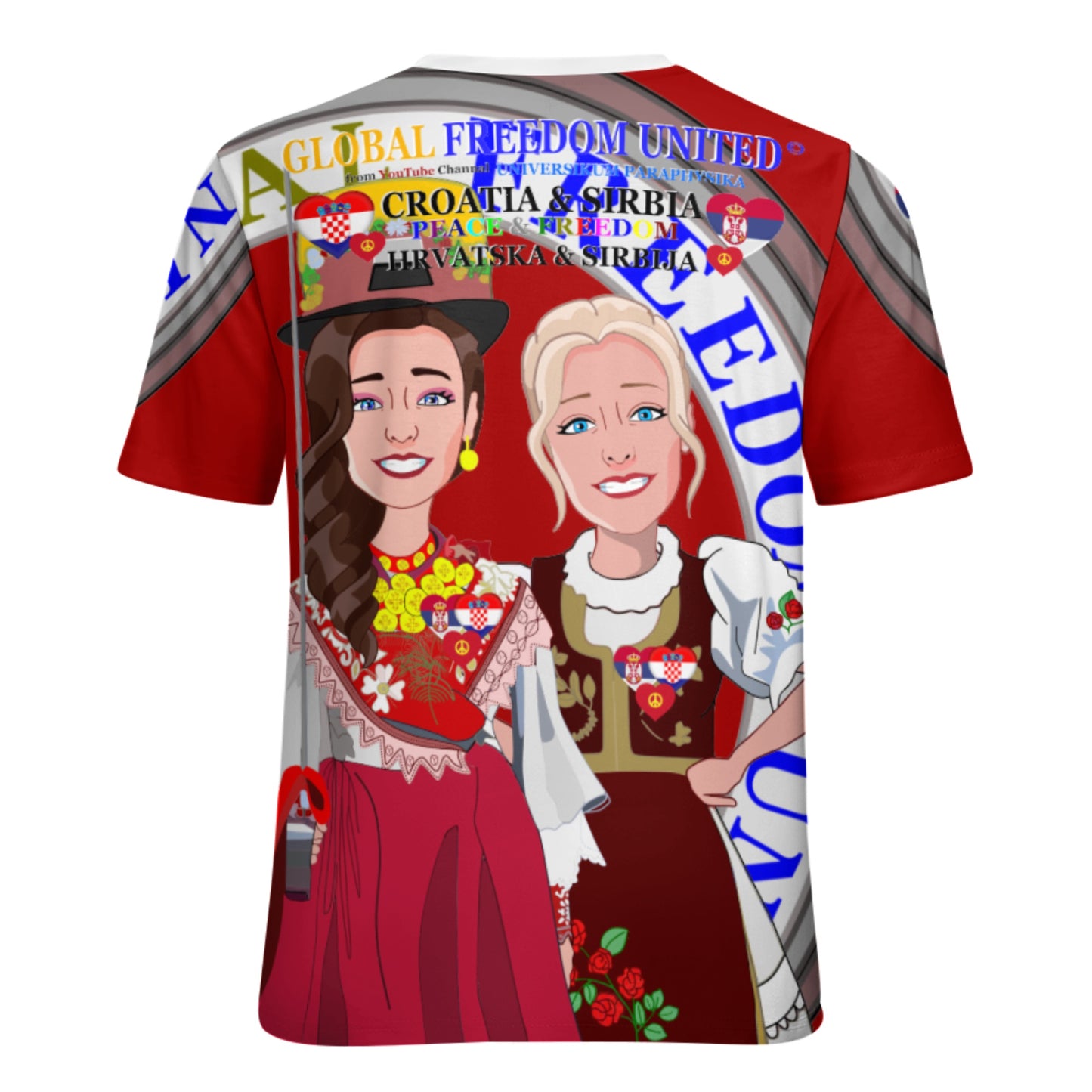 Women´s T-shirt 3 GLOBAL FREEDOM UNITED© Women Croatia & Serbia Red