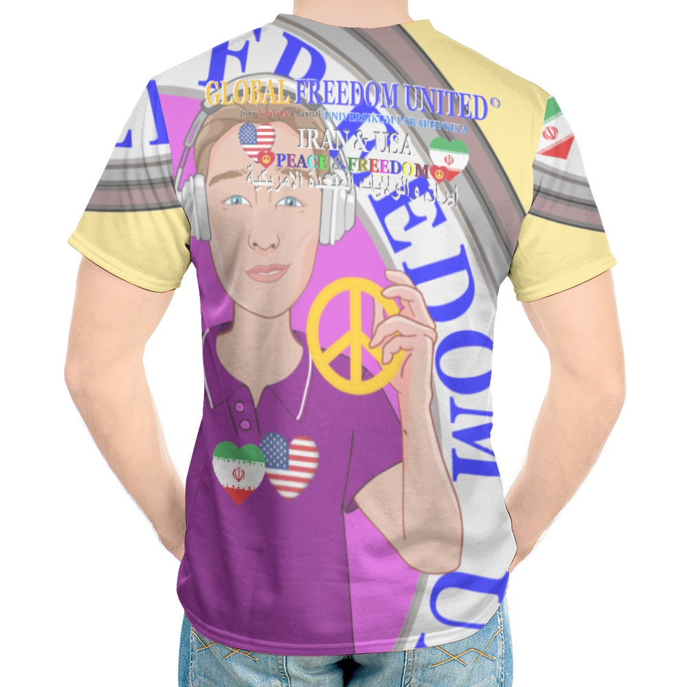 Men´s T-shirt GLOBAL FREEDOM UNITED© Men Iran & USA Yellow