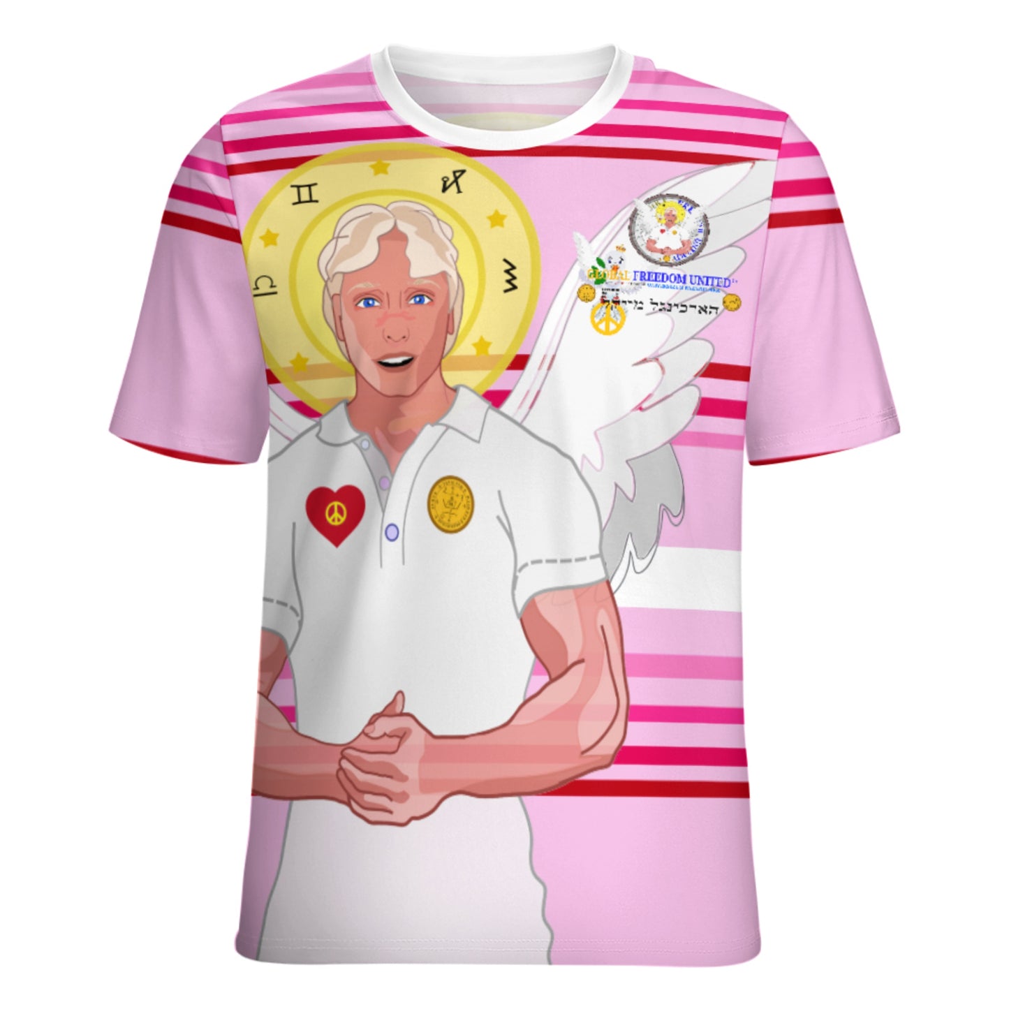 Women´s T-shirt 2 Global Freedom United Archangel Michael Hebrew  Pink2